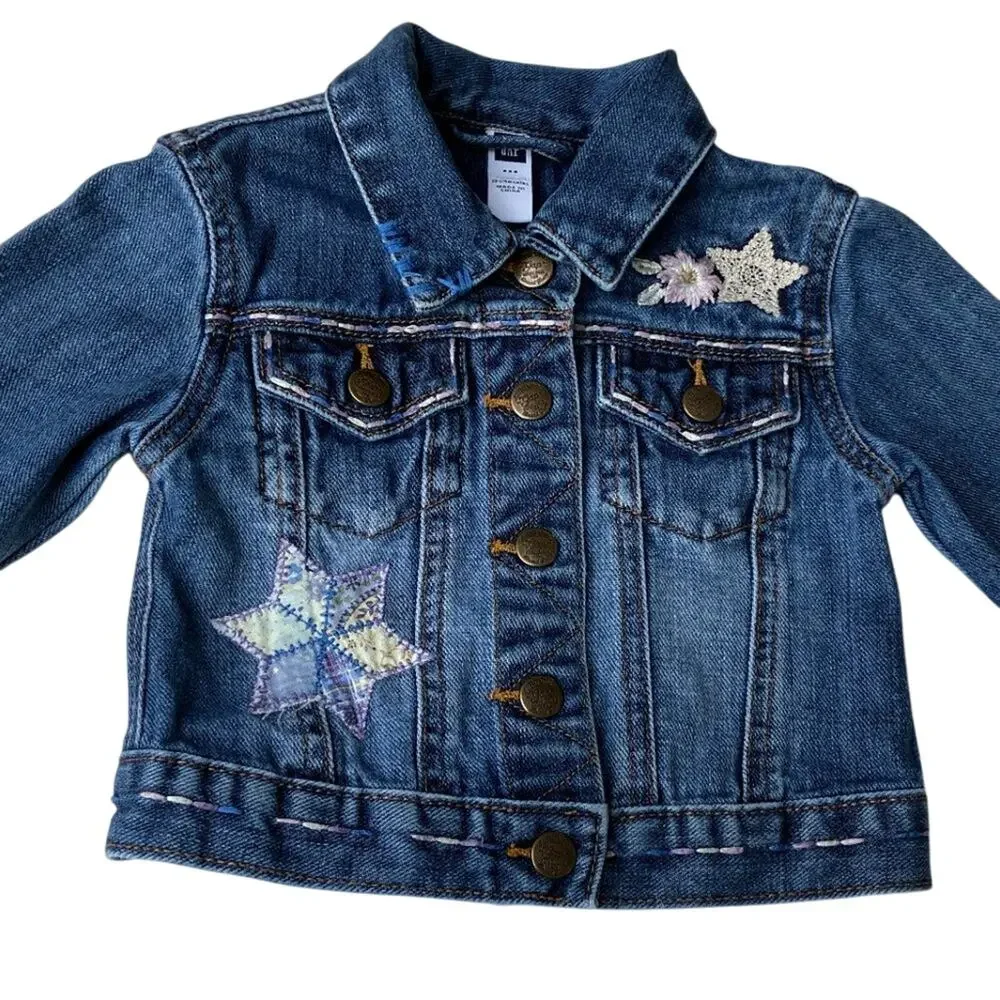 Baby Gap Denim Jacket with Snowflakes 18-24 months